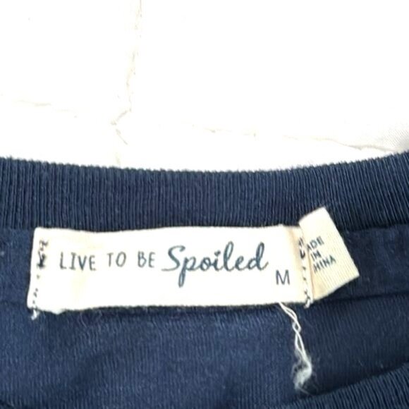 Lets Go Girls Graphic T-Shirt Navy Blue Medium Live To Be Spoiled - Picture 3 of 6